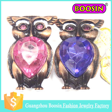 China Wholesale Fancy Vintage Antique Copper Crystal Animal Owl Brosche Brosche